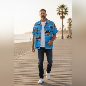 28 Palms Men's Size 2XL Island Beach Surfing Button Up Casual Shirt